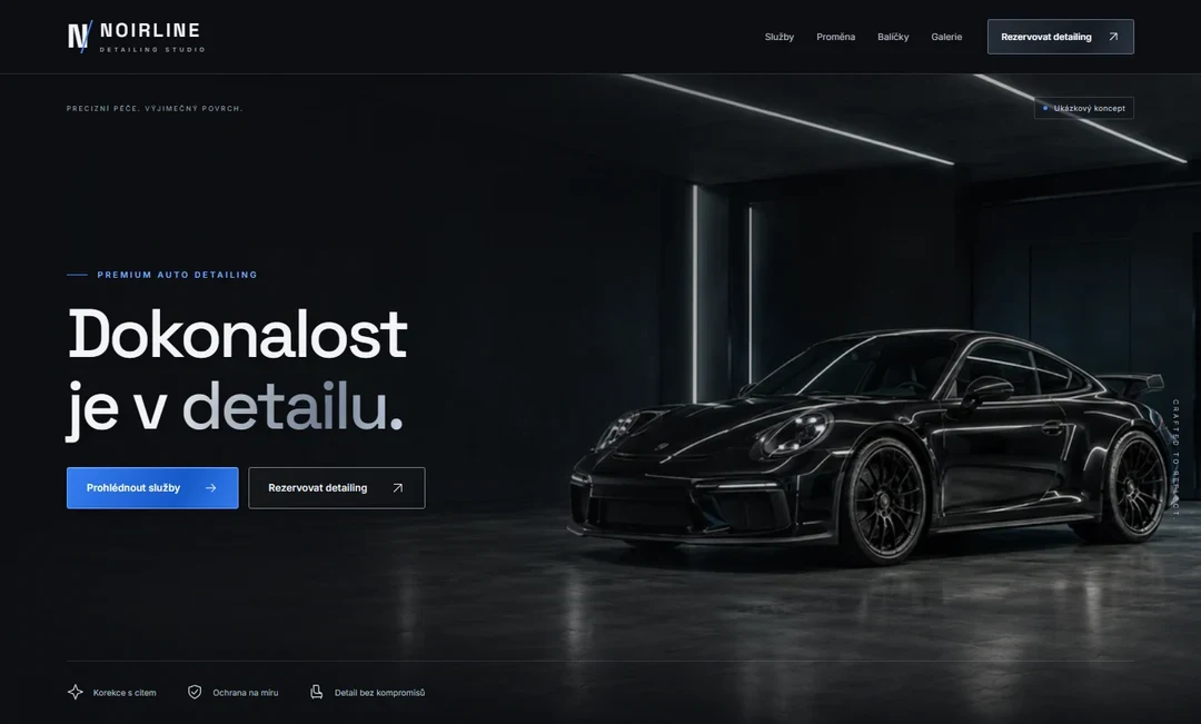 Náhled úvodu webu NOIRLINE