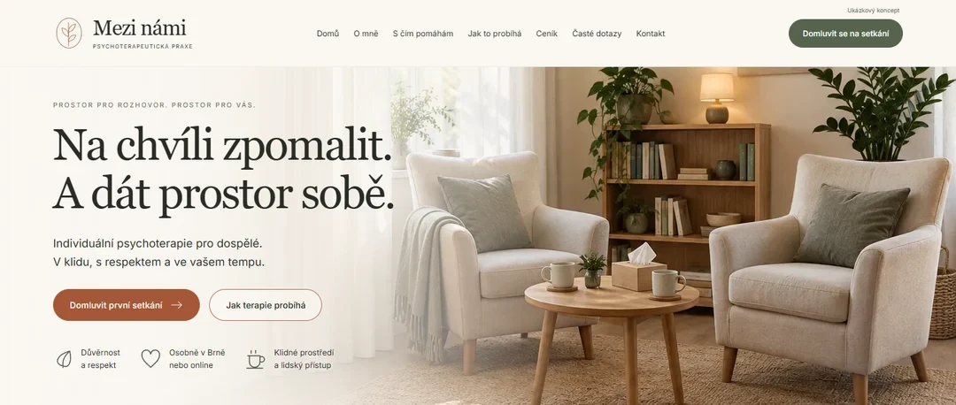 Náhled úvodu webu Mezi námi